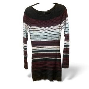 White House Black Market Puzzle Patterned Long Sleeve Tunic